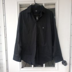NEW EXPRESS  BLACK EXTRA SLIM STRETCH COTTON 1MX DRESS SHIRT SZ M