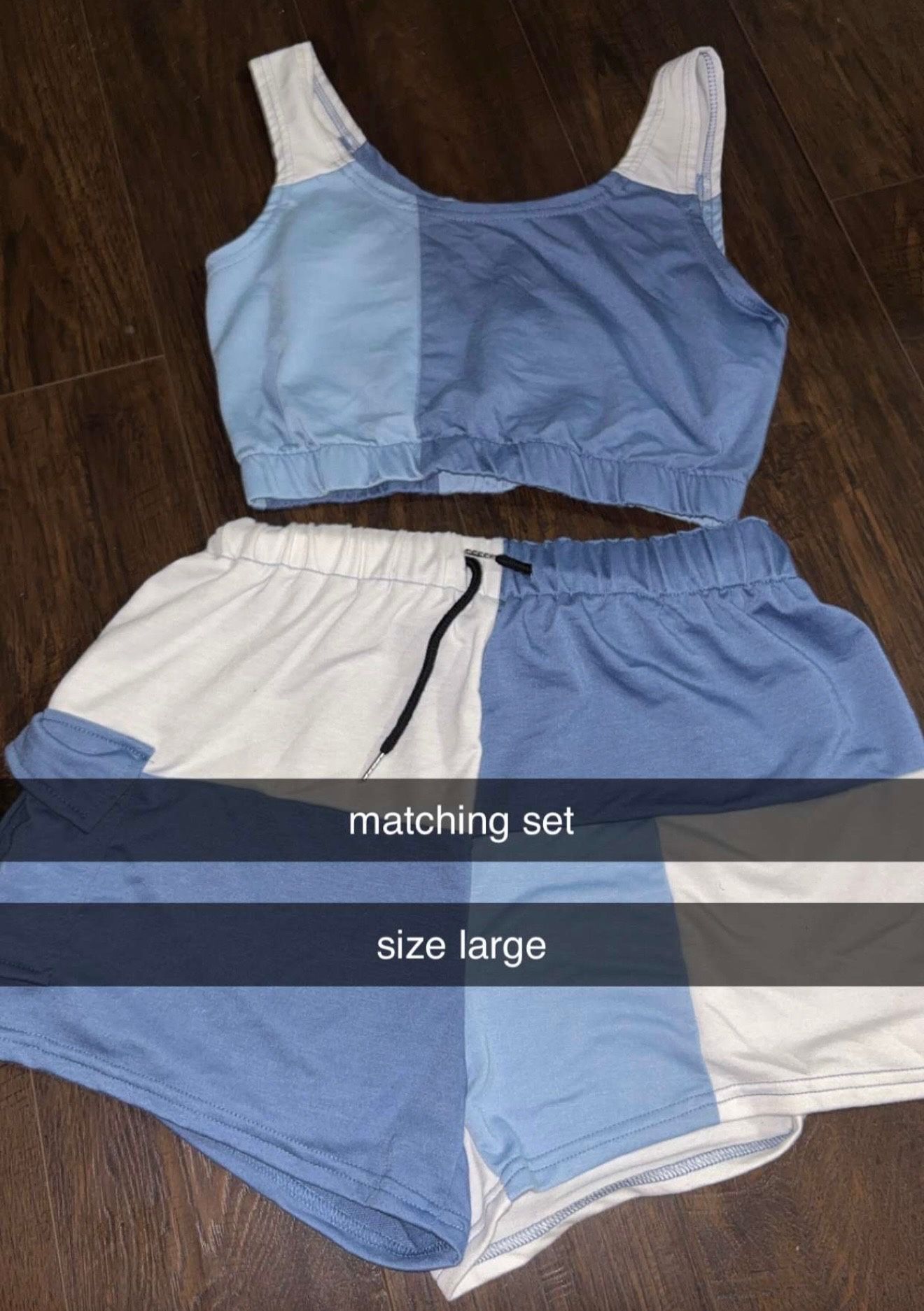 blue + white colorblock matching set π (size large)