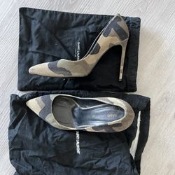 Saint Laurent Camo Heels Sz 36