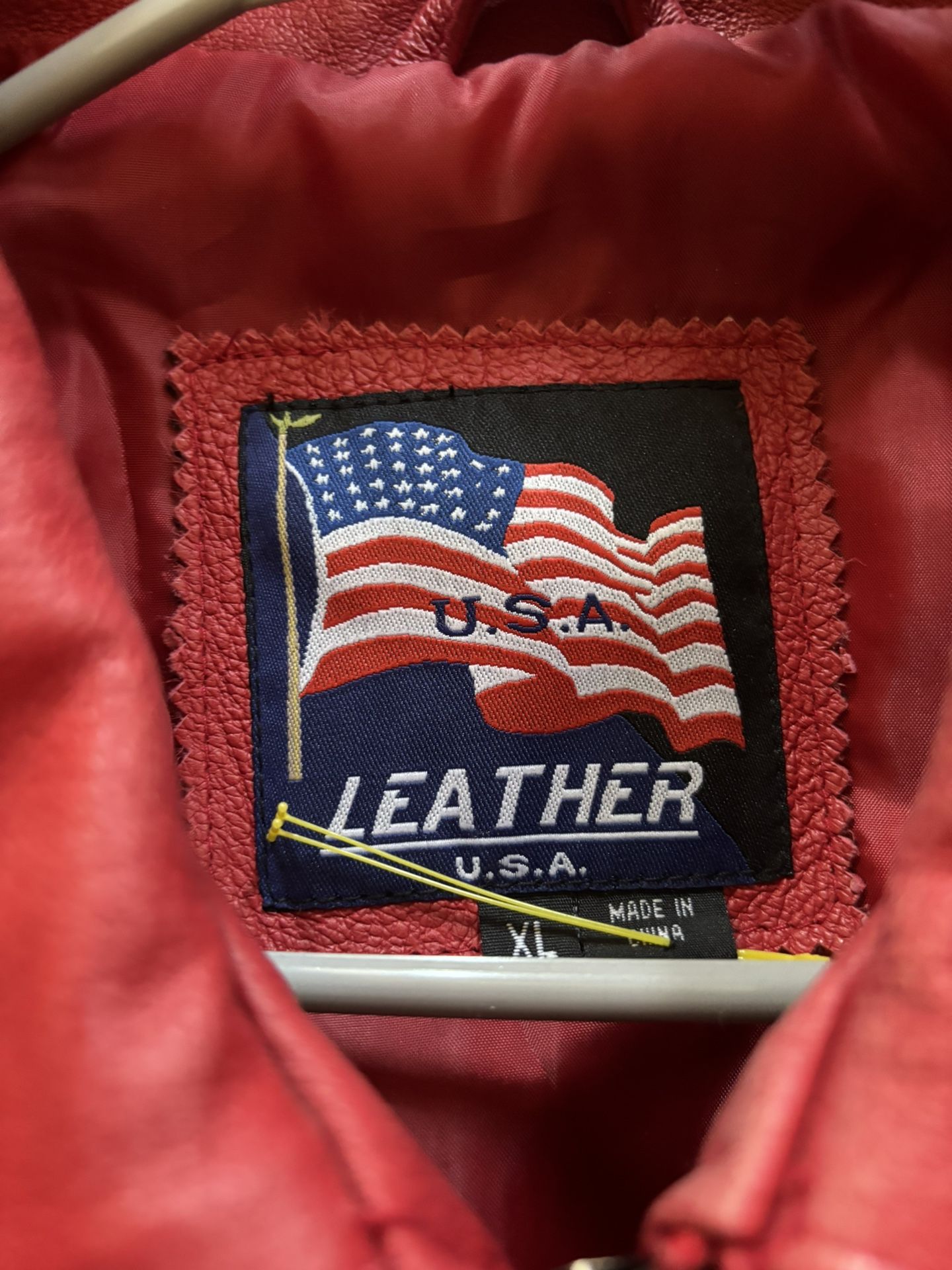 Red Usa Leather Jacket Size Xl 