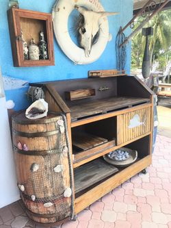 Vintage rustic nautical Teak Wood outdoor Bar