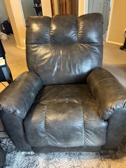 Gray leather recliner