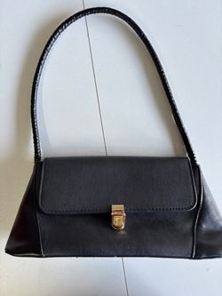 Black Shoulder Bag with Gold Clasp