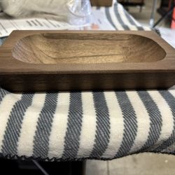 4  New Decorative Bowls - Brown Wood    9 5/8” Long 5 5/8” Wide  1 5/8” Tall