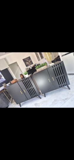 OVERSIZE BLACK NIGHTSTANDS MID CENTURY STYLE 30 HEIGHT BRAND NEW