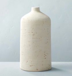 Hearth and Hand Magnolia  Distressed Ceramic Vase, Large, Tall, Beige Neutral Decorative Stoneware
