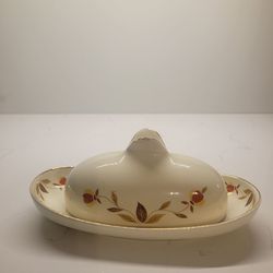 Hall superior Autumn leaf RARE butterfly butter dish