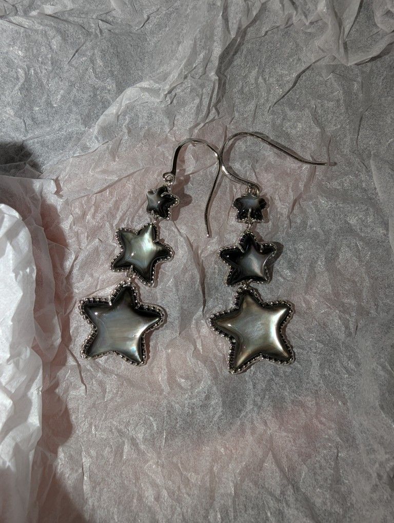 Sterling Silver Star Mother Of Pearl Earrings
