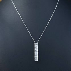 18k white gold 2.6 CTW princess cut Diamond pendant Necklace