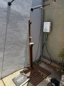Outdoor Standing Shower With Propane Heater