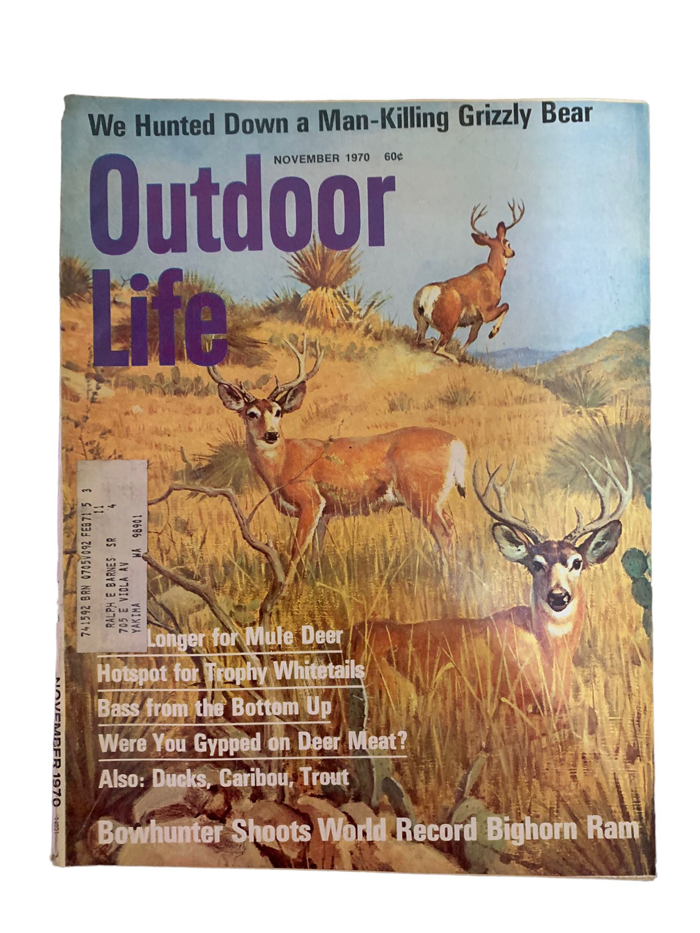 (6) Vintage 1970’s Outdoor Life Magazine Beautiful Front Covers 