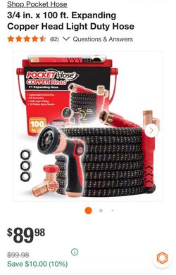 Pocket Hose Copper Head 100 ft Expanding Hose