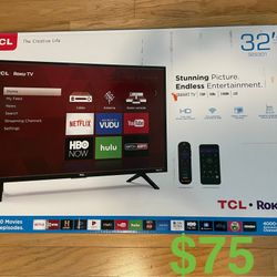 TCL Smart TV 32 Inch Roku 720P complete with box. PRICE IS FIRM. CASH ONLY. NO TRADES. For pickup in Carrollwood 