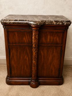 Vintage Marble Top Wood Cabinet