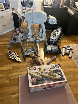Large Star Wars Collection Lot - Clone Wars Vehicles, AT-AT, AT-TE, Turbo Tank, LEGO Minifigs
