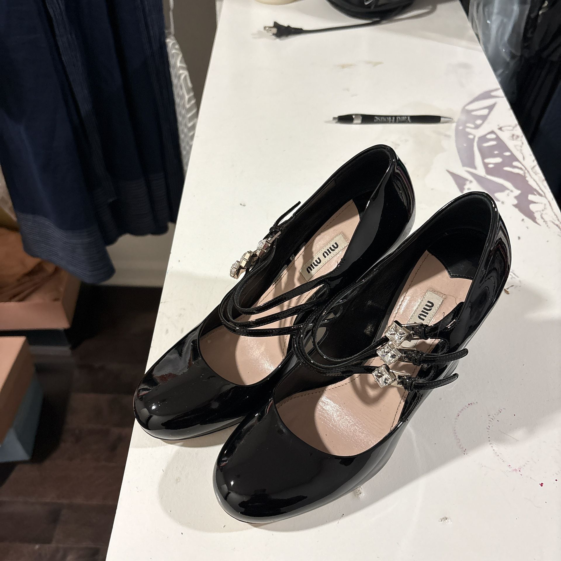 Miu Miu Black Yellow Patent Leather Pumps Heels, Size 39.5 -  cruiseboatoman.com