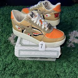 Bape Sta Patent Shark Orange Beige 