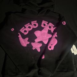 sp5der Men’s Black pink Graphic Hoodie Size S