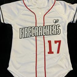 New youth medium #17  firecracker Softball 2 button jersey