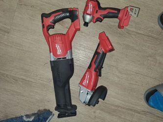 M18 Milwaukee sawzall, 4 1/2 grinder and 1/4  impact driver