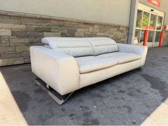 Neutral leather sofa