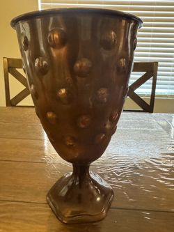 10.5” tall Bronze metal vase with raised bubble texture #textured  10.5 inch bronze metal cup/ vase . Used  in excellent condition 😊  Beautiful gift