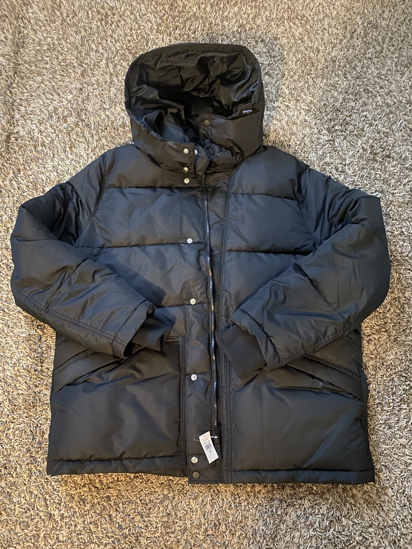Gap - Black Hooded Puffer Coat - XL