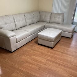 Leather Sofa With Ottoman 