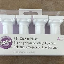 New Wilton White 3in Grecian Pillars Cake Tier Columns 