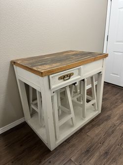 Antique Western Table With Stools