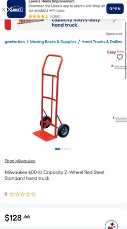 Milwaukee 600-lb Capacity 2 -Wheel Red Steel Standard hand truck