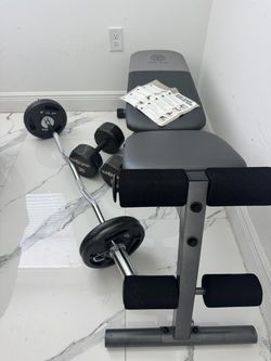Gold’s Gym Adjustable Bench Curl Bar Dumbbells