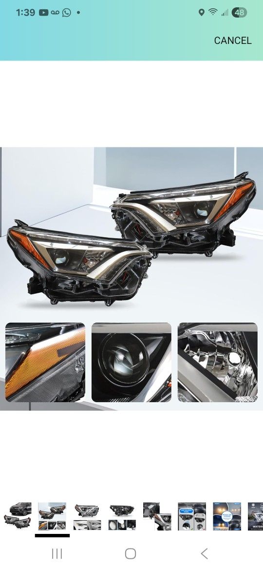 Pair Halogen Headlight Left & Right Headlamp Black Housing W/o Bulb For 2016 2017 2018 Toyota RAV4 81110-0R080