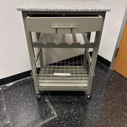 Free Rolling Kitchen Island Wine Rack With Drawers 