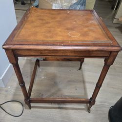 Antique 19th Century, English Mahogany Side Table with Castors with Leather Table Top