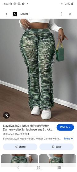 Crochet/knitted pants with side ruffles