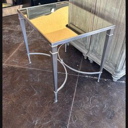 Mirror Top Iron Base Steel End Table LIKE NEW 