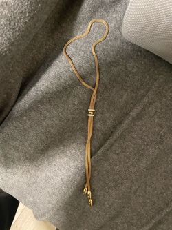 Vintage gold mesh lariat bolo necklace