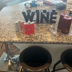 Wine candle holder, two flask, two new candles