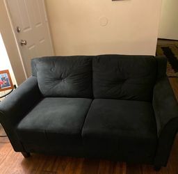 Dark Gray Fabric Loveseat