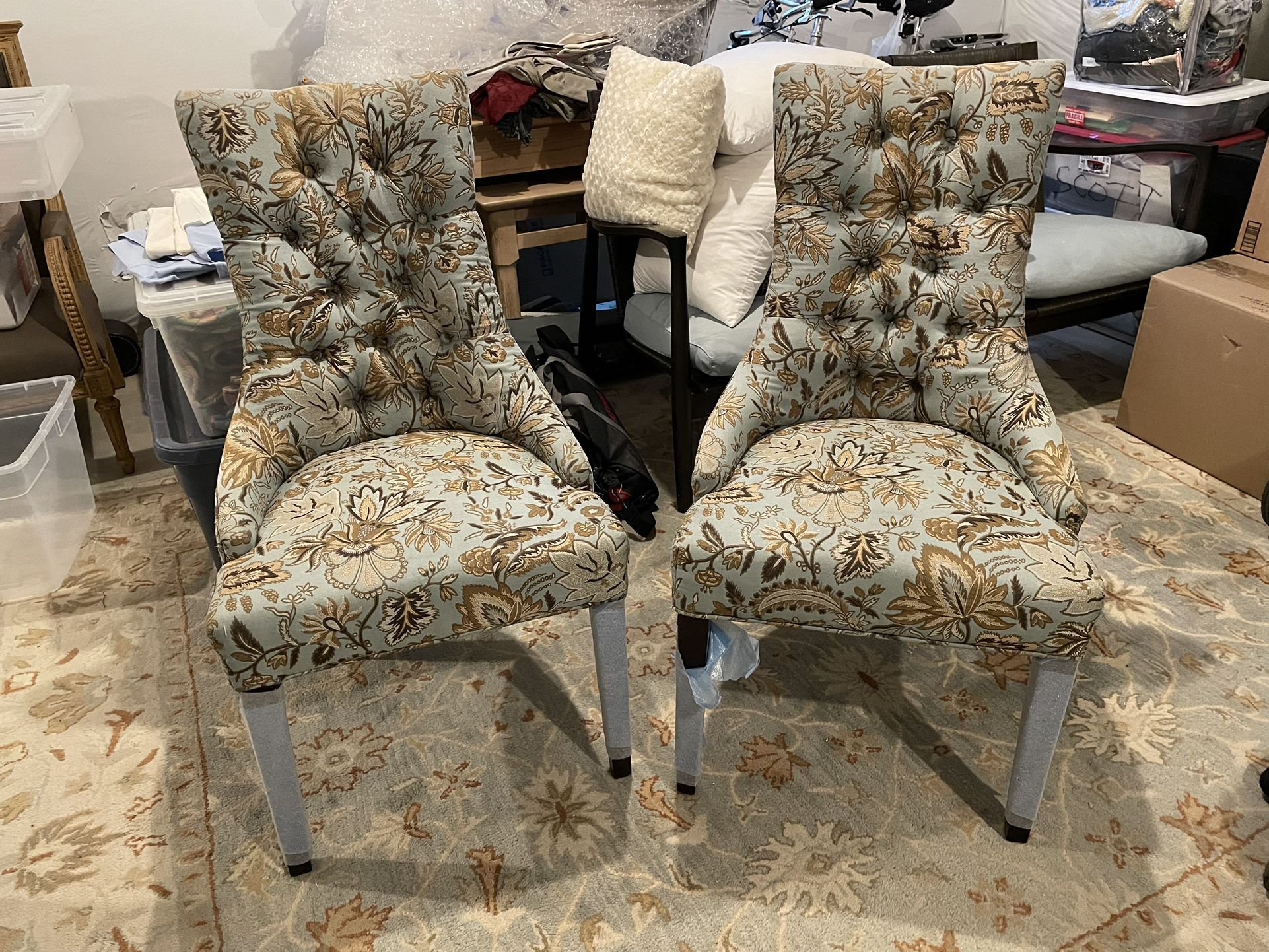 2 PIER ONE PATTERNED CHAIRS
