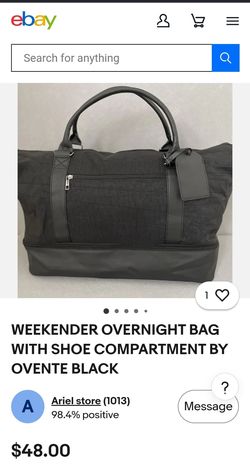 WEEKENDER OVERNIGHT BAG WITH SHOE COMPARTMENT BY OVENTE BLACK