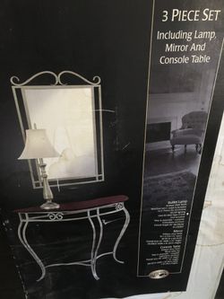 New table, mirror and lamp set.  Unopened