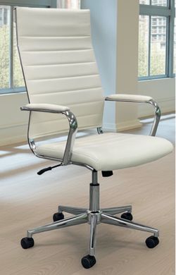 Office Chairs (set of 2) - Contemporary Classic High Back Padded Office Chair in Cream Leather