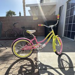 20 Inch Pink/Yellow Kulana Lakona Girls Cruiser Bike 