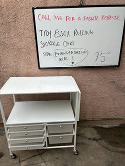 Tidy Essex White Rolling Storage Cart