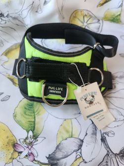 Pug Life No-Pull Dog Harness in lime green