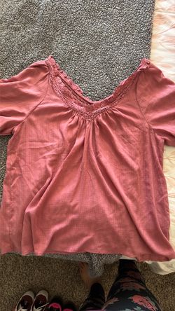Pink Boho V-Neck Lace Trim Top
