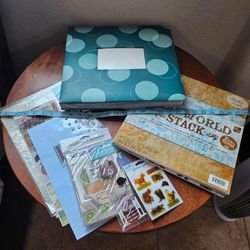 Scrap book, 2 media packs, 4 packages of "equestrian / horse" themed stickers (AS SHOWN) 2 partial packages of glitter lettering!!