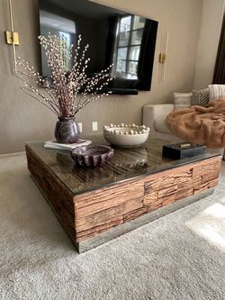 Modani Samana Coffee Table – Statement Wood & Glass Table – $800 OBO
